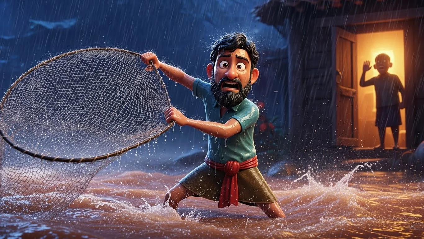 புயலில் வலையை வீசுதல்