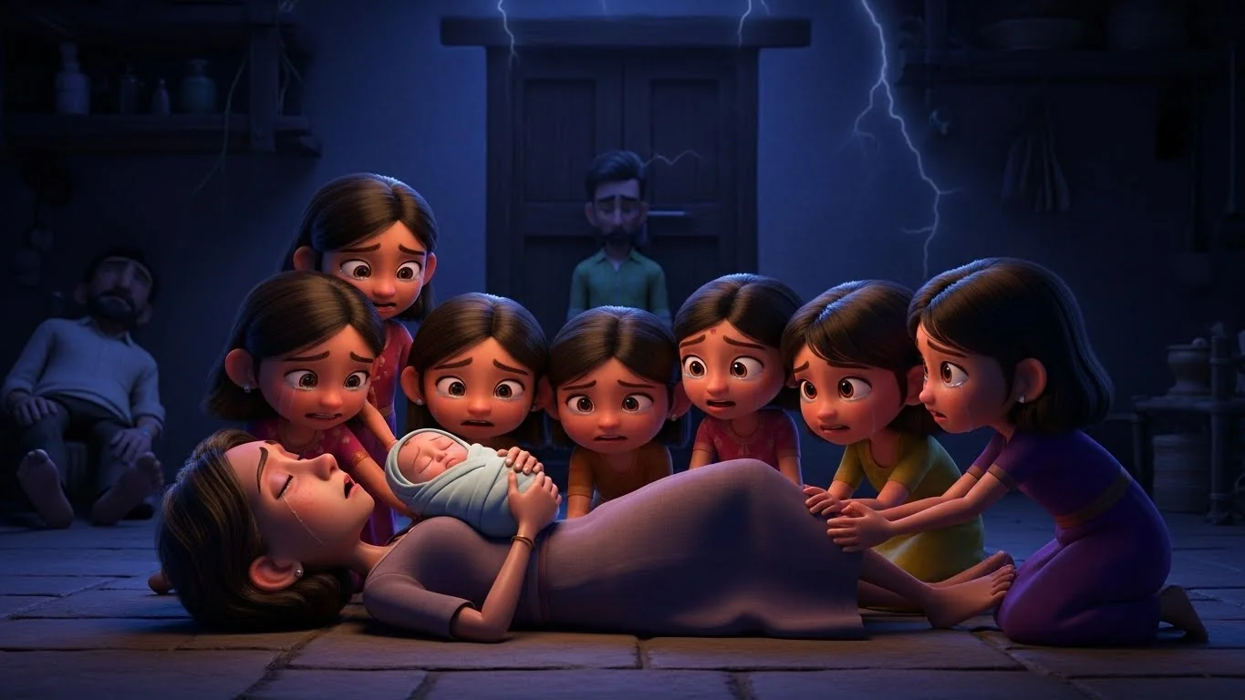 துயரமான இரவில் தாயின் மரணம், ஏழு அனாதைக் குழந்தைகளின் சத்தியம்.