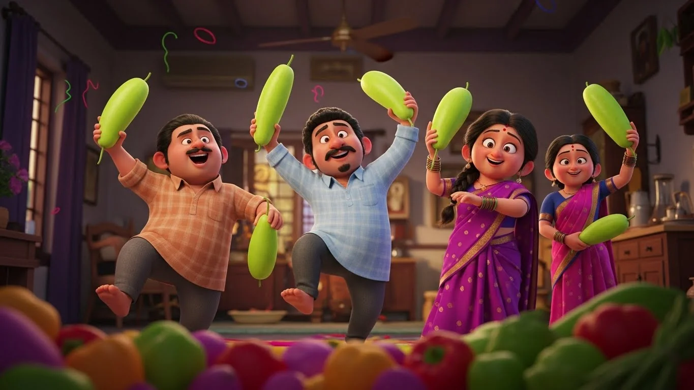 சுரைக்காயைத் தூக்கிக் கொண்டு ஆட்டம்!