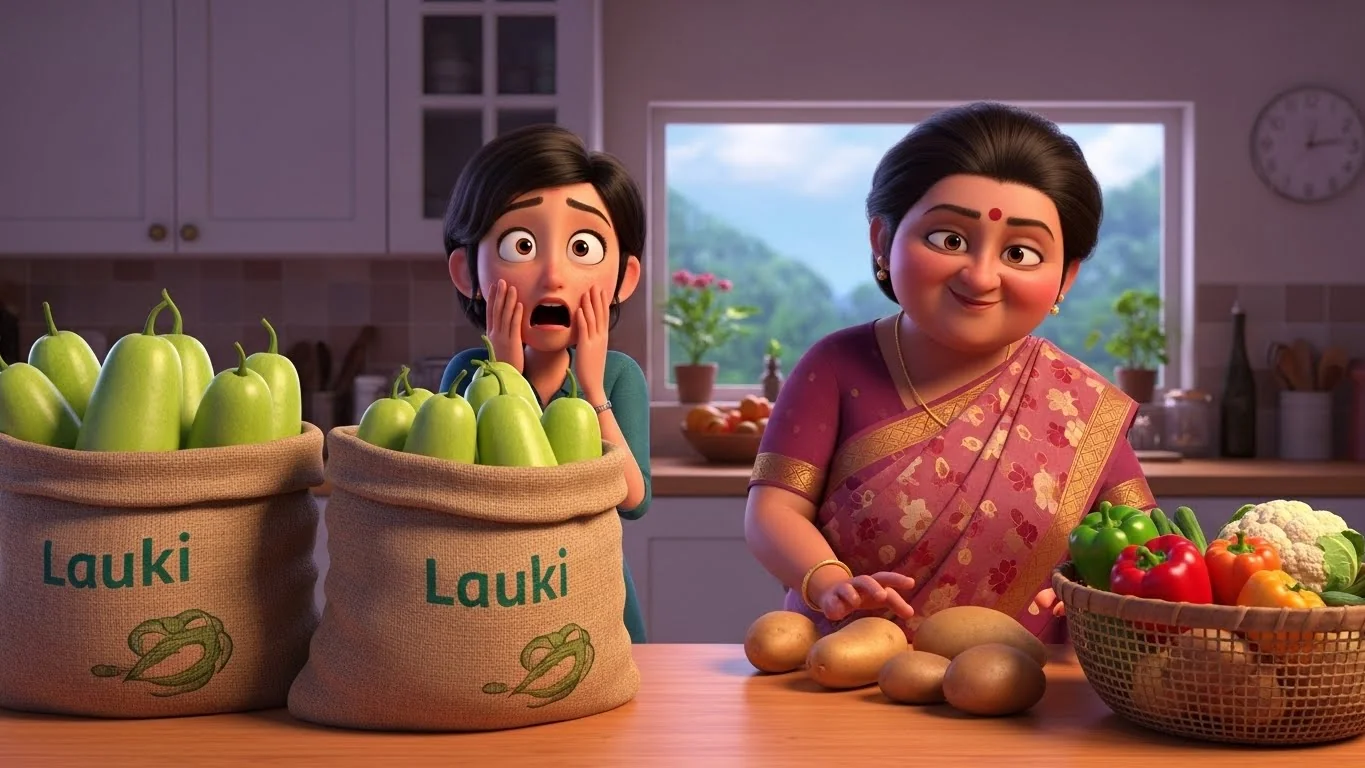 எல்லா நல்ல காய்கறிகளும் விற்பனைக்கு! சுரைக்காய் மட்டும் சமையலுக்கு.