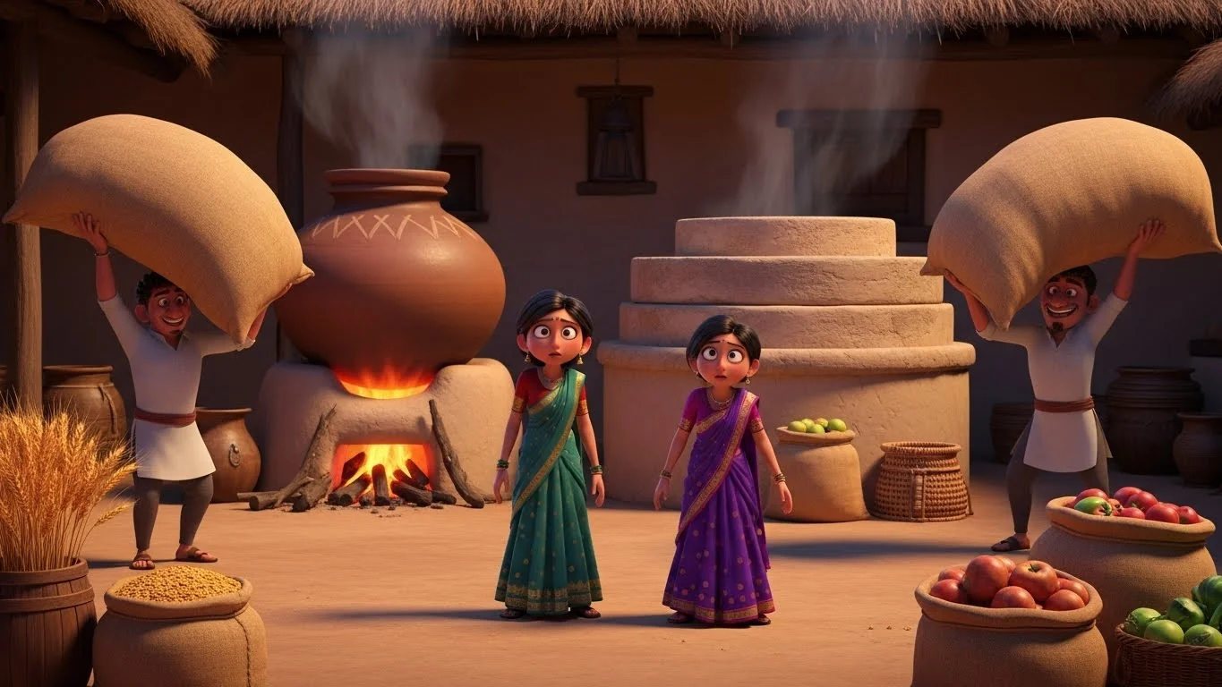 சமையலறையைத் தேடிய மருமகள்கள் மண் கொல்லைப்புறத்தையும் கடின உழைப்பையும் சந்திக்கின்றனர்.