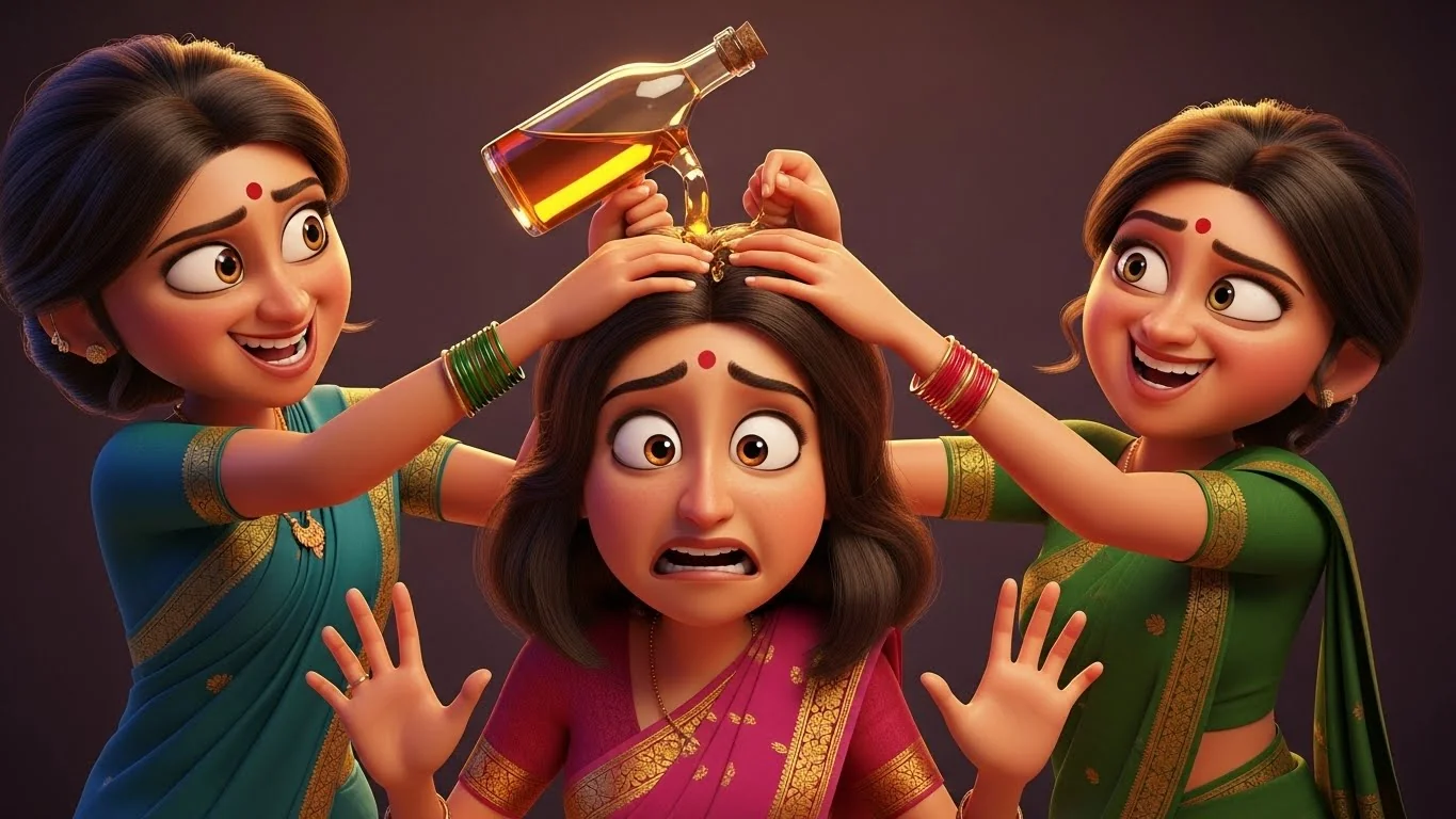 விக் ரகசியத்தைக் கண்டுபிடிக்க எண்ணெய் தடவ முயற்சி