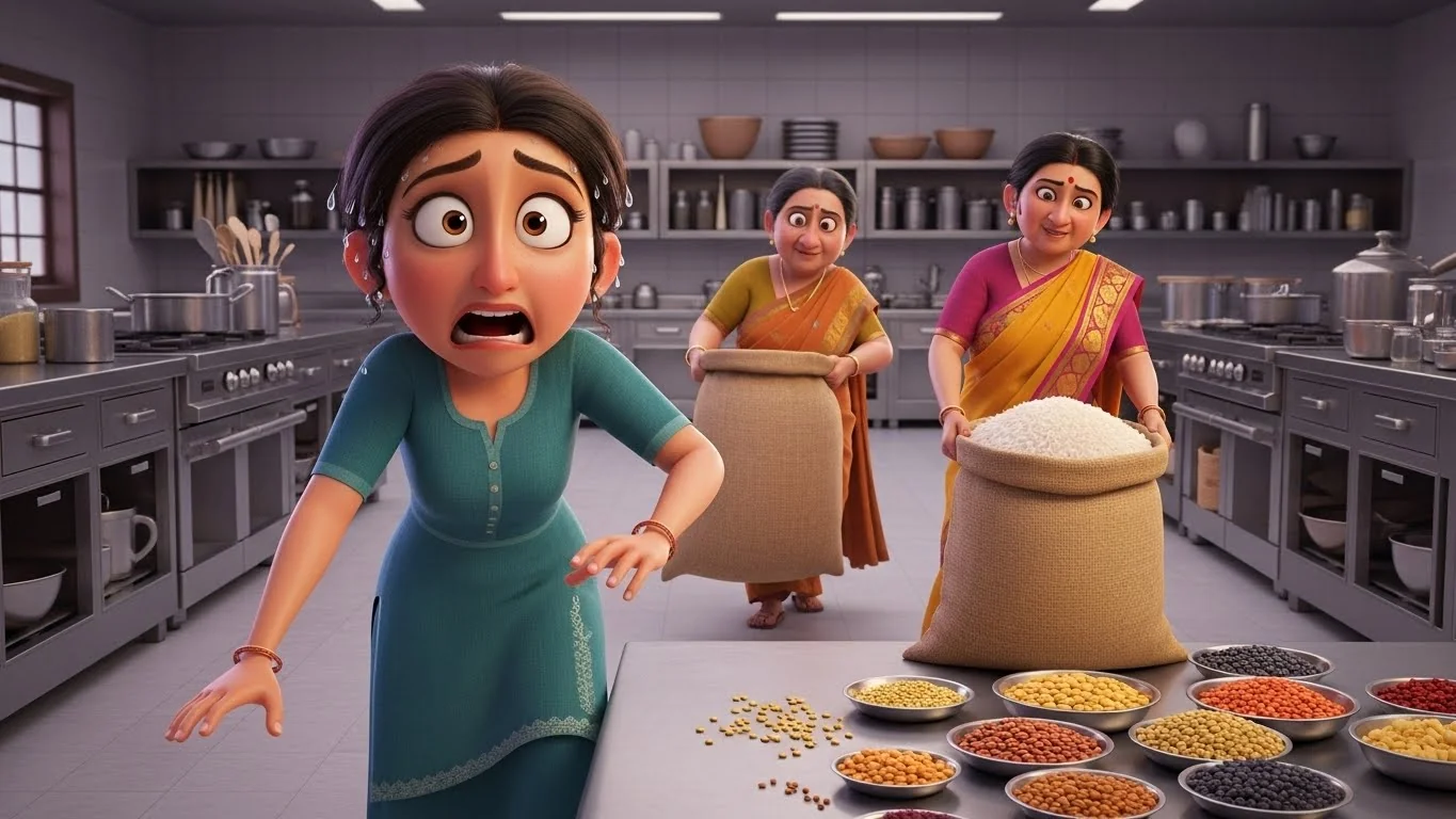 சமையலறையில் ரொட்டி மாவு தேடி அதிர்ச்சியடையும் மருமகள்.