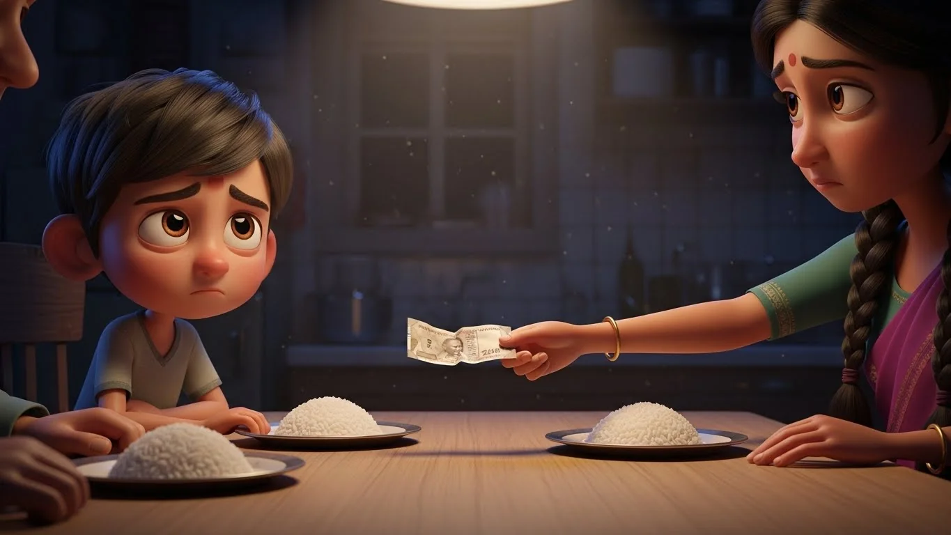 வறண்ட சாதம் மற்றும் பணத்தின் மூலம் உணர்த்தப்படும் குடும்பப் பொறுப்பு