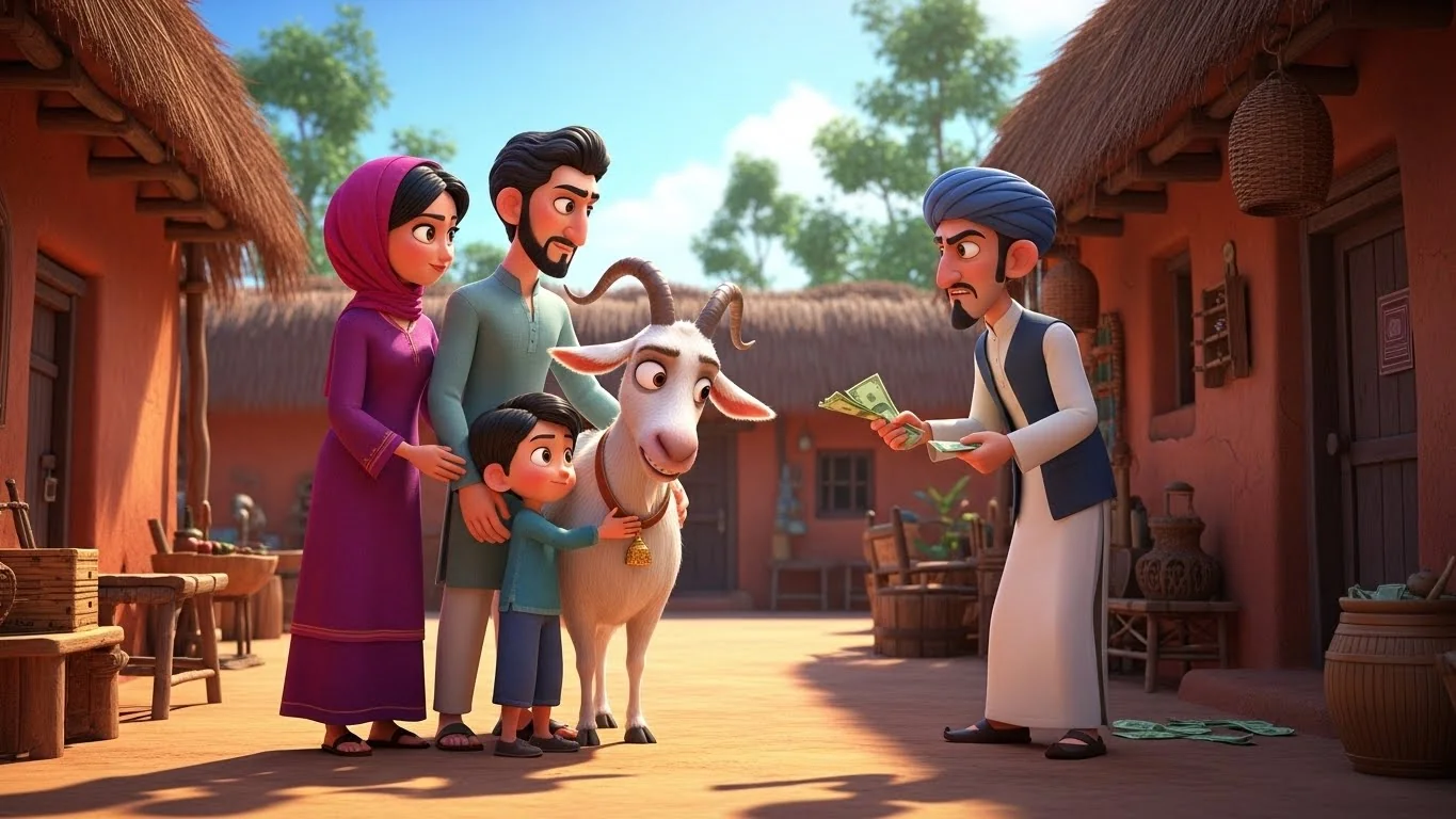 பேராசை கொண்ட அண்டை வீட்டார் ஆட்டைக் கேட்ட போது யாக்கூப் மறுத்தார்.