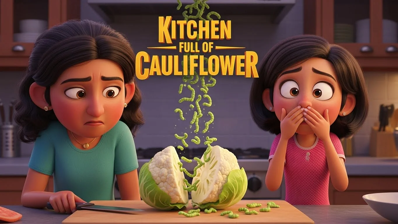 காலிஃப்ளவர் நிறைந்த சமையலறை