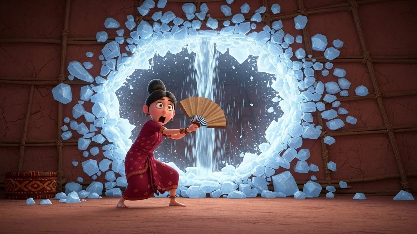 குடிசை வீடு அதிசயமாக பனிக்கூடமாக மாறிய தருணம்.