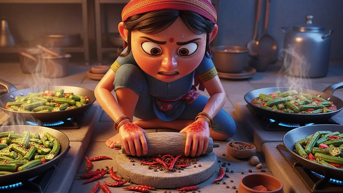 கல்லில் அரைக்கும் மிளகாய் எரிச்சல்