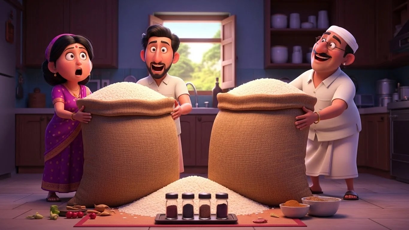 இரண்டு மூட்டை அரிசிக் கிடங்கு.