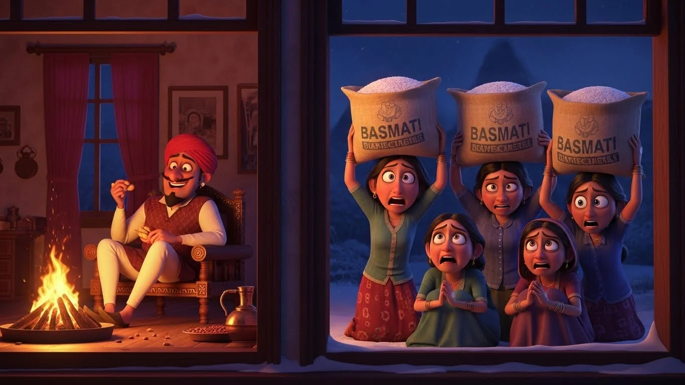 பணத்திற்குப் பதிலாக அரிசி; குளிரில் நடுங்கும் தாய்.