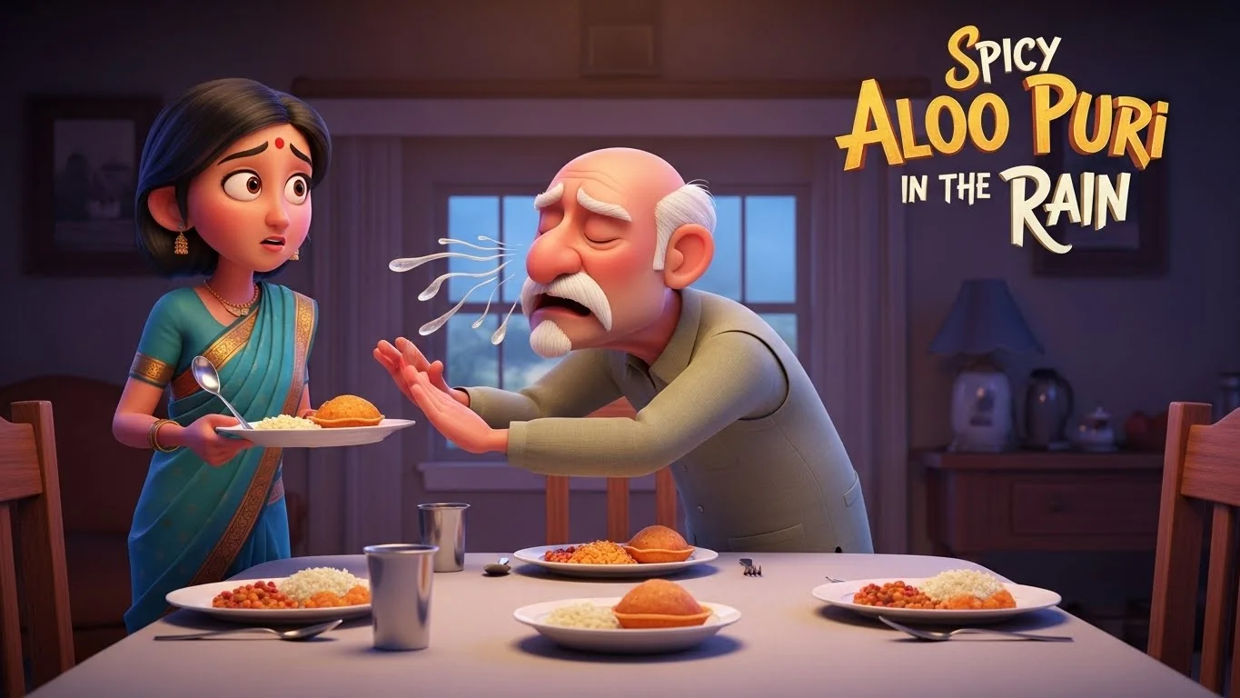 மழையில் காரமான ஆலு பூரி