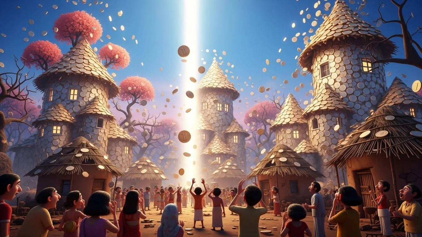 ரூபாய் காசுகளால் உருவாகும் கிராமம்