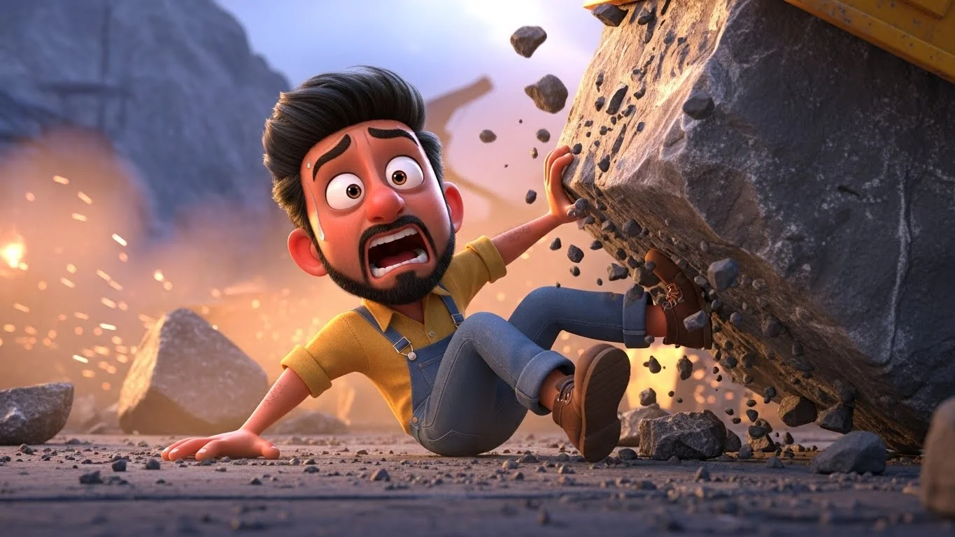 திடீர் நிலச்சரிவு! மோகனின் கால்களை நசுக்கும் பாறை.