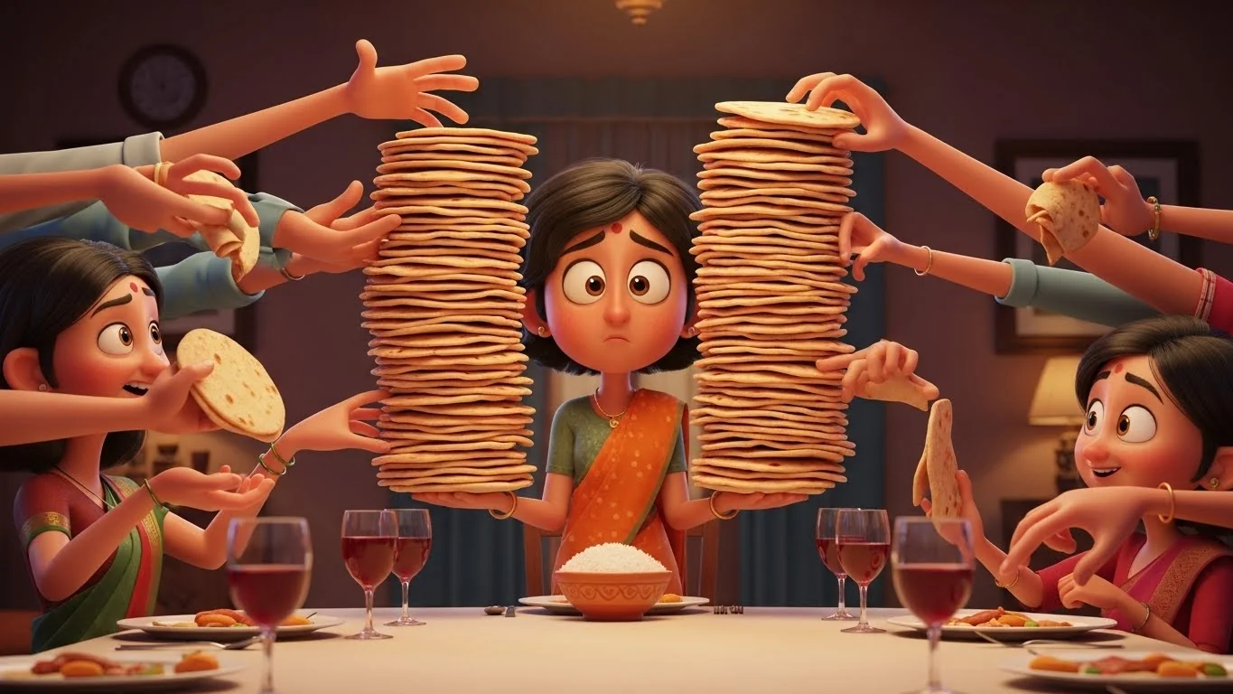 எனக்குச் சோற்றுடன் மட்டுமே சாஹி பன்னீர் பிடிக்கும். இந்த ரொட்டி தொண்டையில் இறங்கவில்லை.