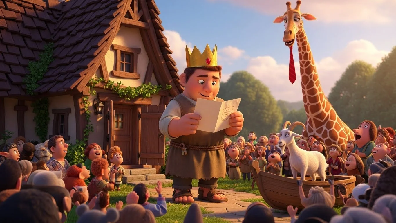 All the animals George helped return his kindness by crowning him the Kindest Giant in Town.