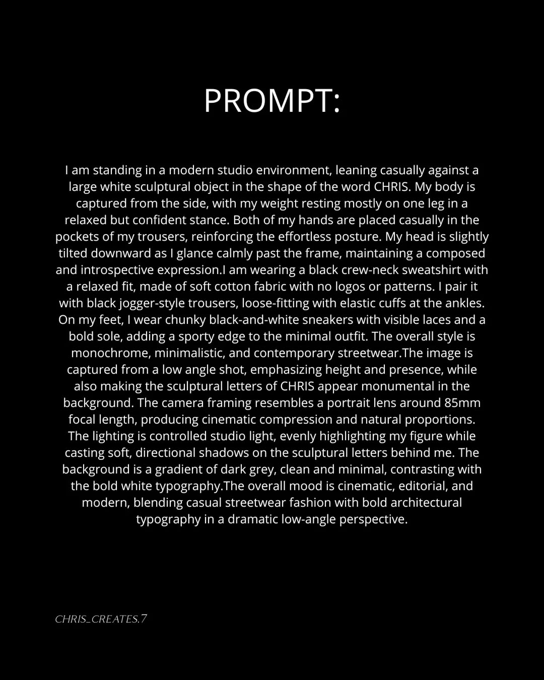 Prompt describing a 3D studio setup