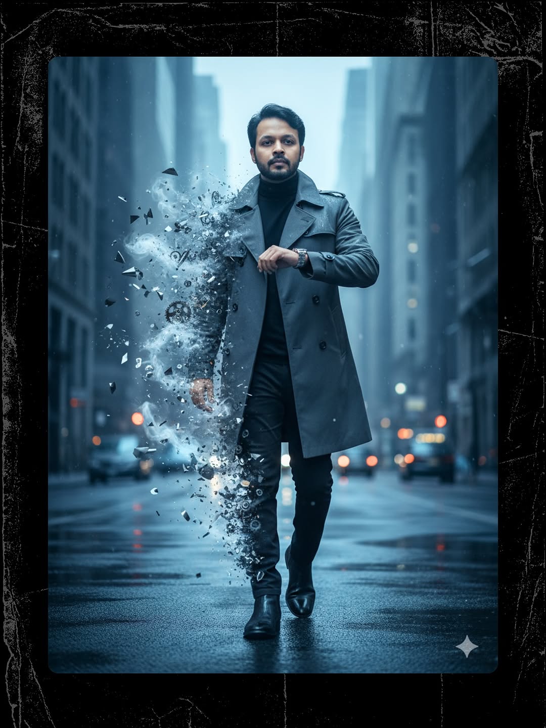 Disintegration effect portrait