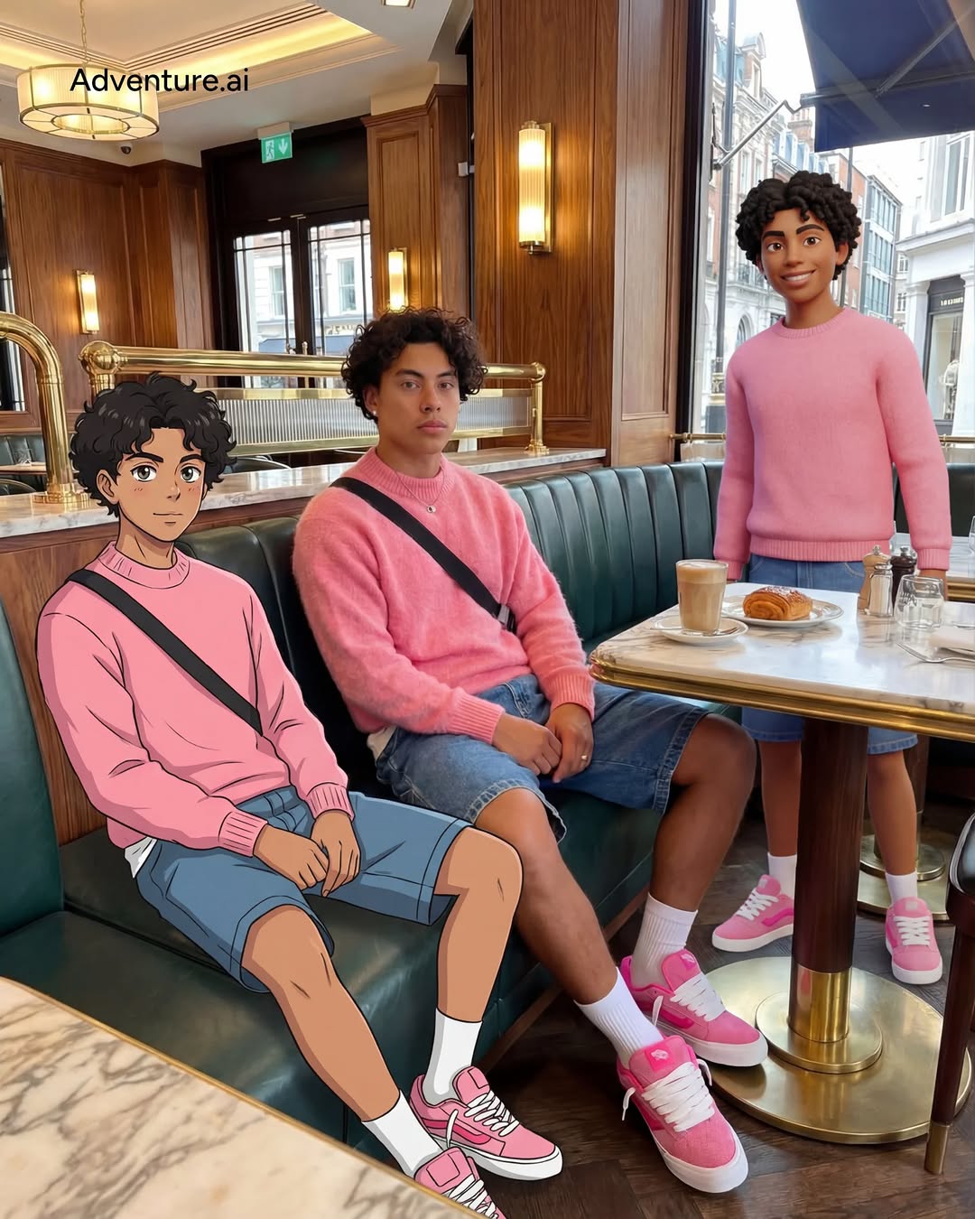 Anime, Realistic, and 3D versions in one frame