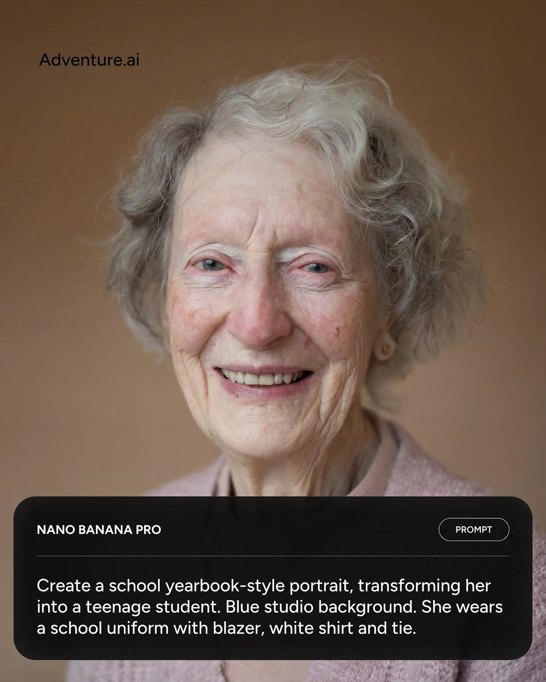 Yearbook age transformation prompt