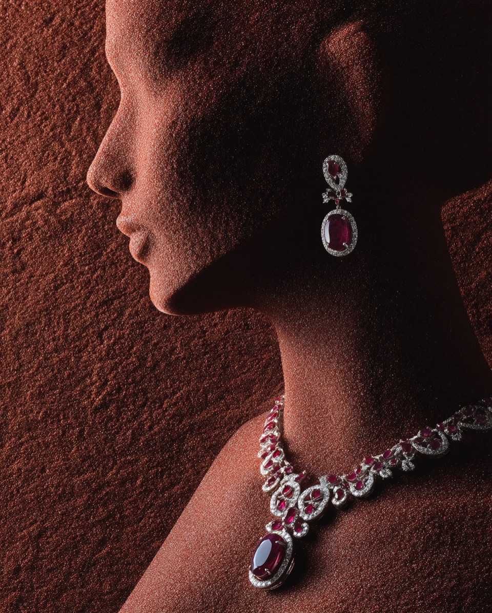 Intricacy of necklace vs face