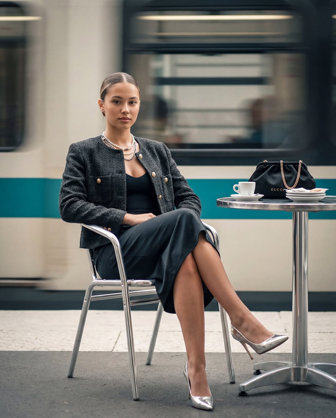 A slightly different pose and angle of the model, demonstrating how one setup yields multiple usable assets for a lookbook.